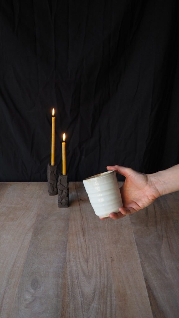 vaso blanco arena orgánico