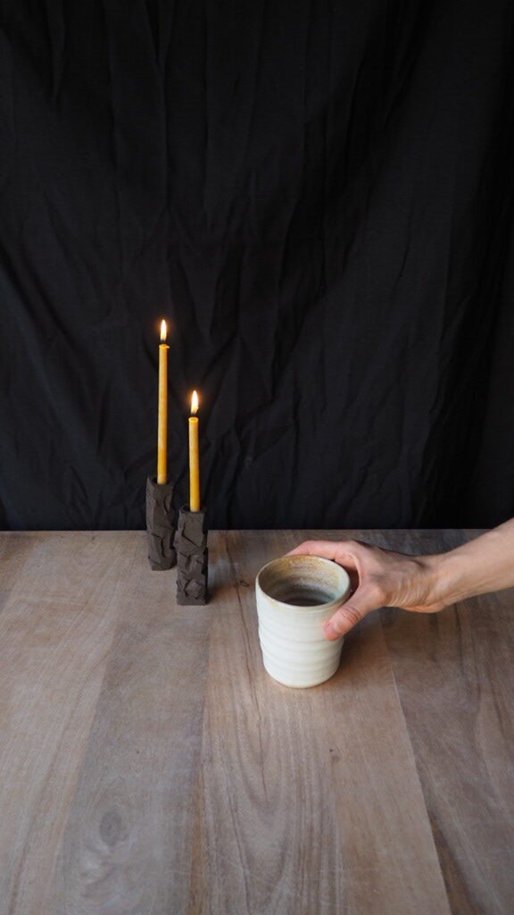 vaso blanco arena orgánico